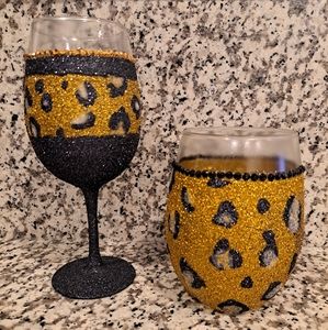 Customized Bling Glass Set. Any Colors You'd Like!